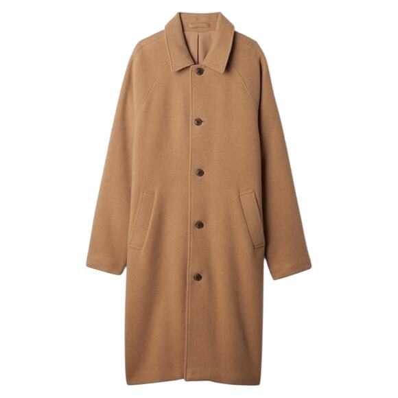 Gap Oversized Wool Blend Single Breasted Long Top Coat Camel Tan Size XL - Picture 4 of 13